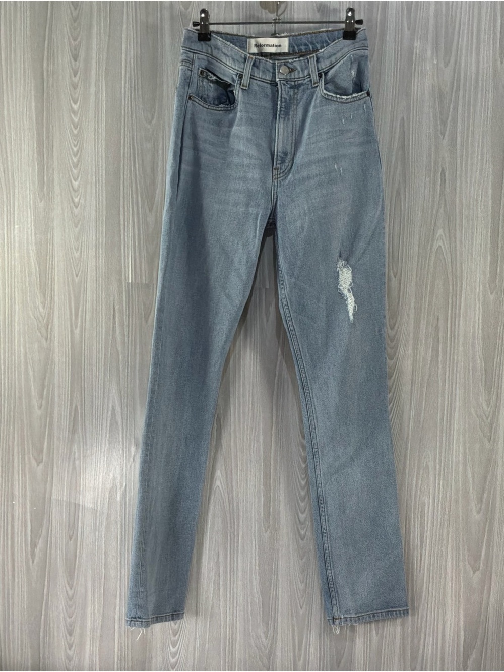 Reformation Hepburn Jean Size 26 Ibiza Wash High Rise Skinny Distressed Denim